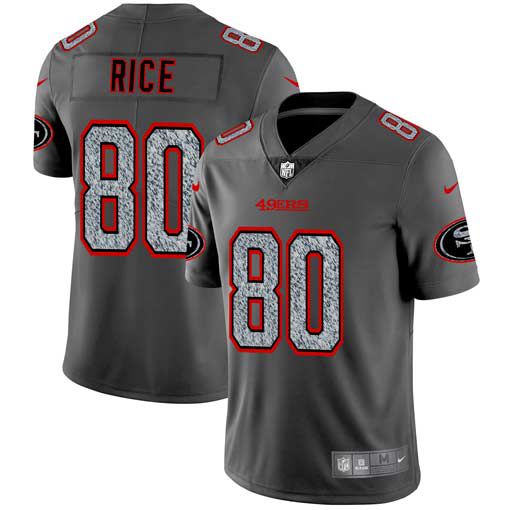 Men San Francisco 49ers #80 Rice Nike Teams Gray Fashion Static Limited NFL Jerseys->youth nfl jersey->Youth Jersey